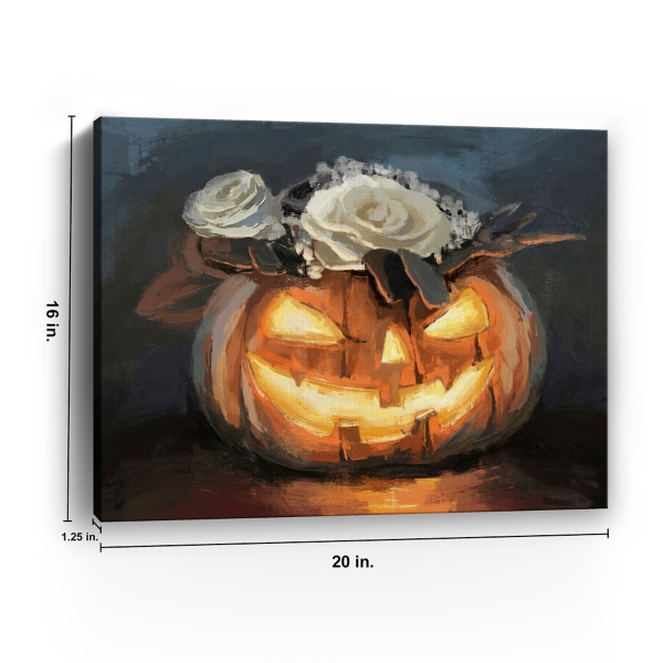 Floral Jack O Lantern Canvas Art Print, 16x20
