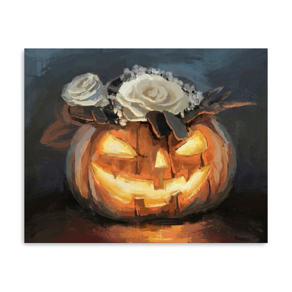 Floral Jack O Lantern Canvas Art Print, 24x30