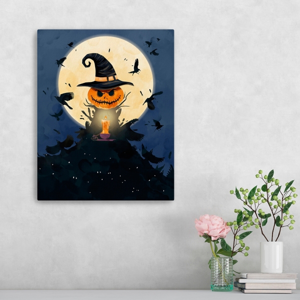 Moonlit Jack O Lantern Canvas Art Print
