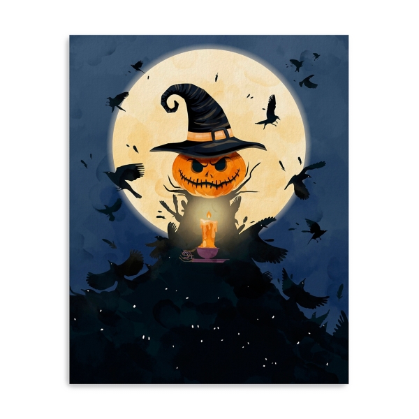 Moonlit Jack O Lantern Canvas Art Print, 24x30