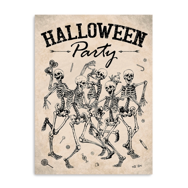 Skeleton Halloween Party Canvas Art Print