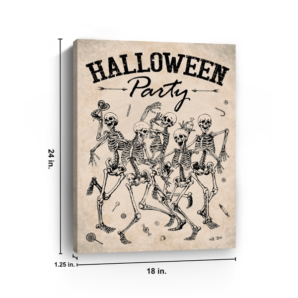 Skeleton Halloween Party Canvas Art Print