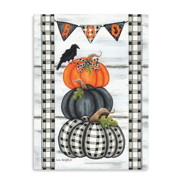 Plaid Stacked Pumpkins Canvas Art Print