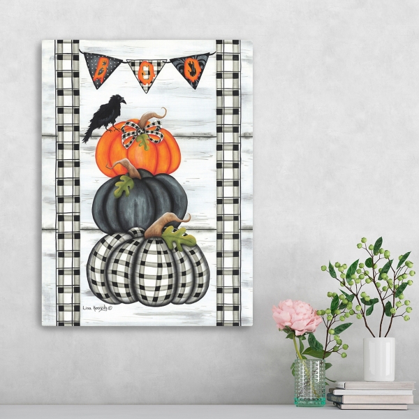 Plaid Stacked Pumpkins Canvas Art Print