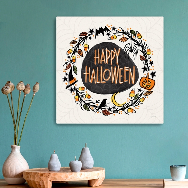 Happy Halloween Wreath Canvas Art Print