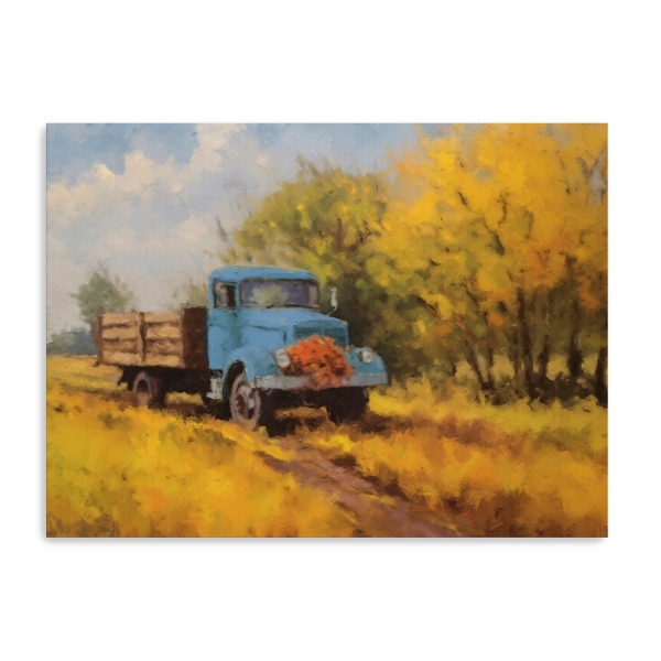 Fall Truck in Field Canvas Art Print, 24x18 in.