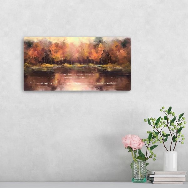 Autumn Lake Canvas Art Print, 20x10 in.