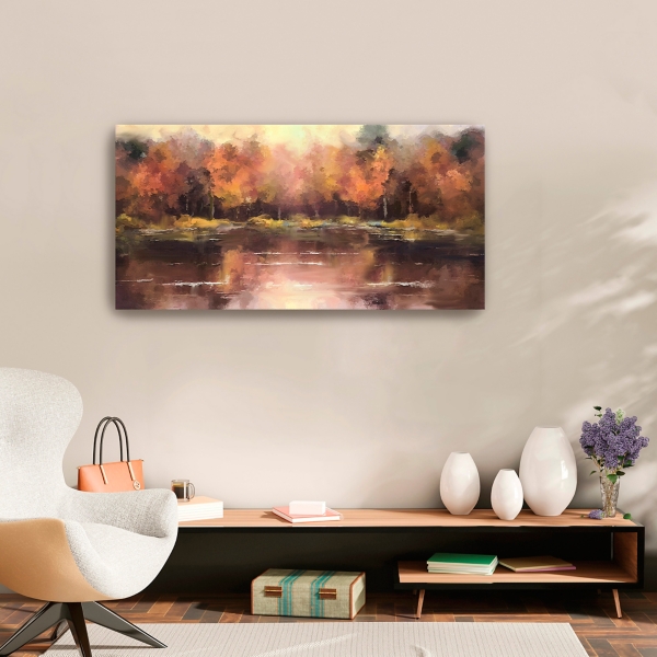 Autumn Lake Canvas Art Print, 40x20 in.