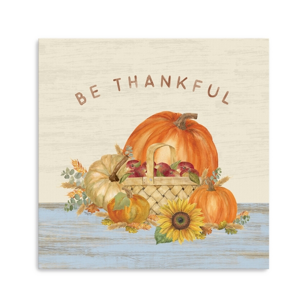 Be Thankful Pumpkins Canvas Art Print, 30x30 in.