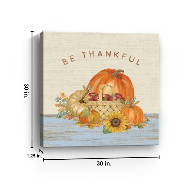 Be Thankful Pumpkins Canvas Art Print, 30x30 in.