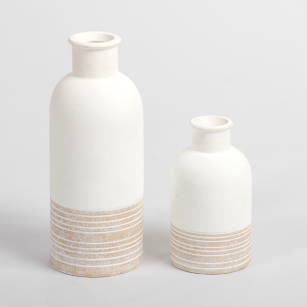 Neutral Two-Toned Ceramic Vase, 7 in.
