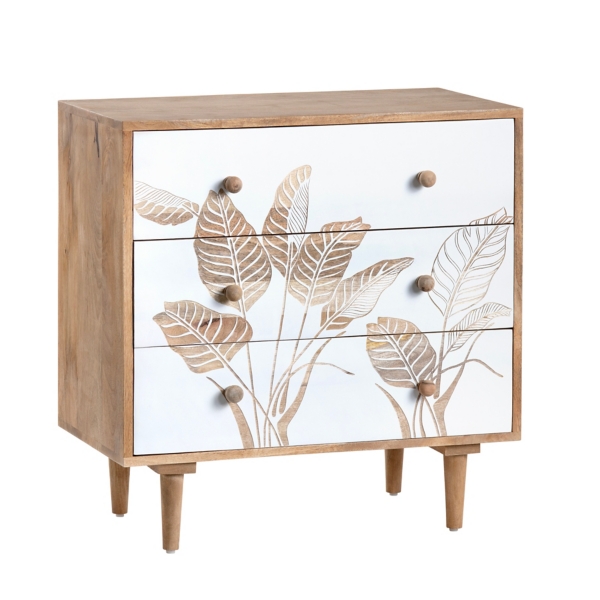 Natural Seaside Tropical Leaves 3-Drawer Chest