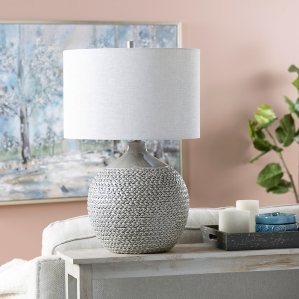Gray Ceramic Braid Table Lamp