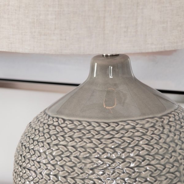 Gray Ceramic Braid Table Lamp