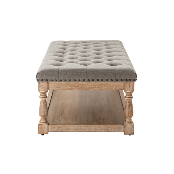 Tufted Rectangle Wood Ottoman