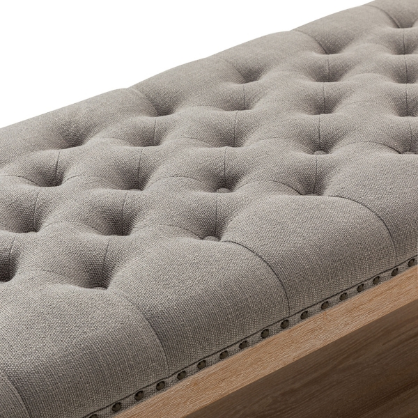 Tufted Rectangle Wood Ottoman