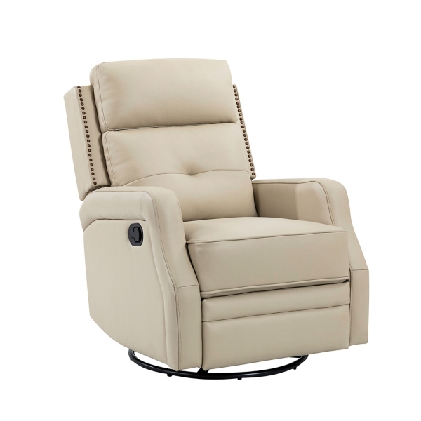 Ivory Leather Swivel Rocker Recliner