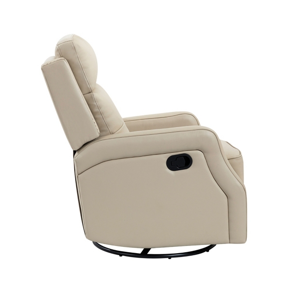 Ivory Leather Swivel Rocker Recliner