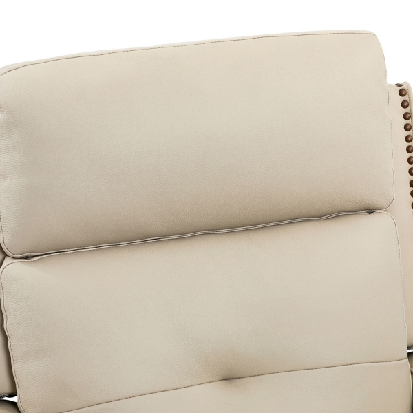 Ivory Leather Swivel Rocker Recliner