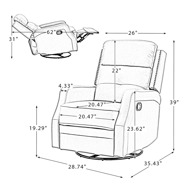 Ivory Leather Swivel Rocker Recliner