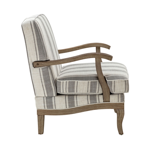 Farmhouse Gray & Ivory Striped Armchair
