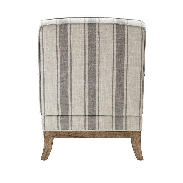 Farmhouse Gray & Ivory Striped Armchair