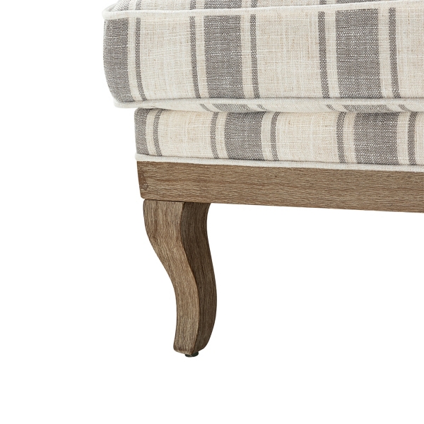 Farmhouse Gray & Ivory Striped Armchair
