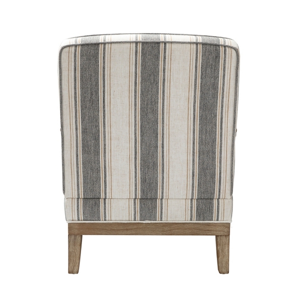 Farmhouse Gray & Brown Striped Armchairs, Set of 2
