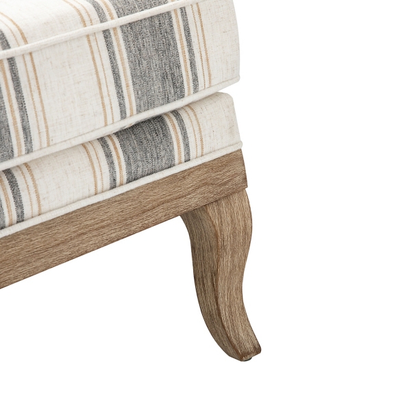 Farmhouse Gray & Brown Striped Armchairs, Set of 2