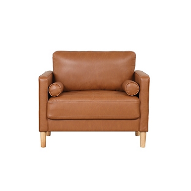 Cognac leather accent online chair