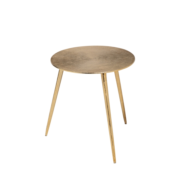 Gold Textured Round Metal Side Table