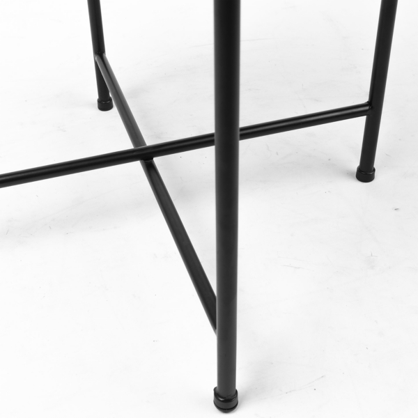 Tall Round Black Metal Criss-Cross Side Table