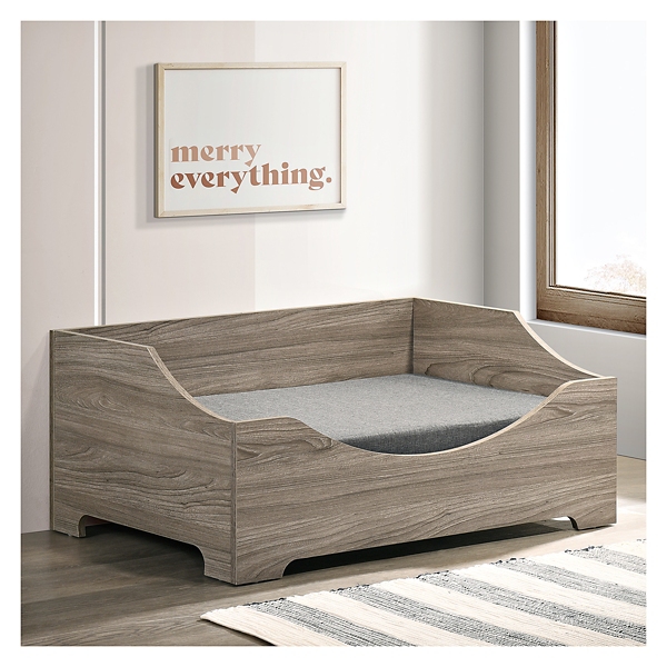 Gray Wood Pet Bed