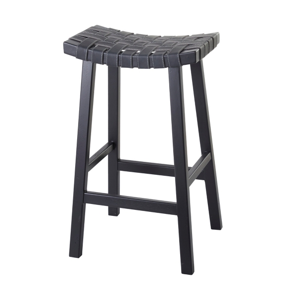 Black Faux Leather Weave Barstool Kirklands Home