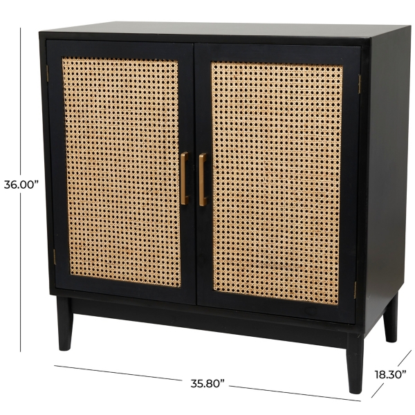 Black Cane 2-Door Media Cabinet