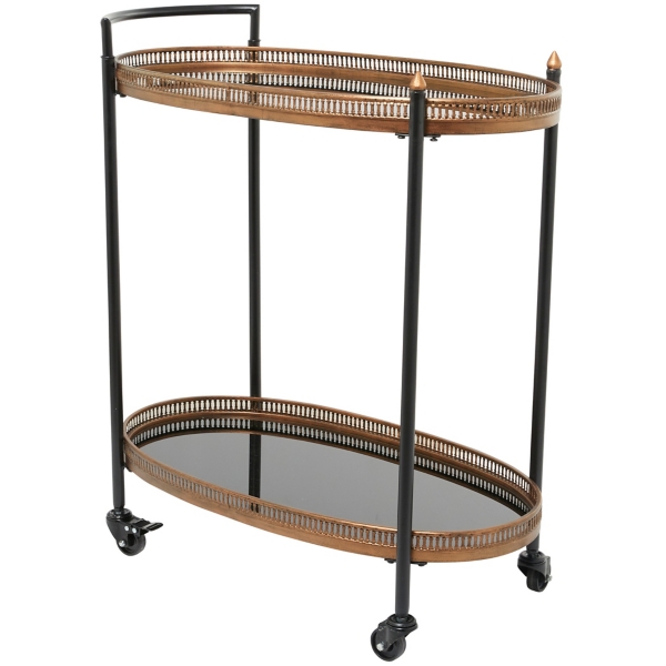 Oval Black and Bronze Rolling Bar Cart Kirklands Home