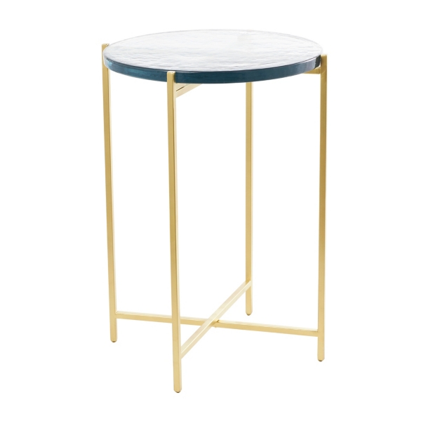 Clear Textured Glass & Gold Iron Accent Table Kirklands Home