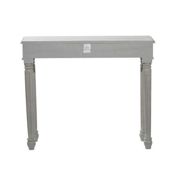 Gray Carved Wood Console Table
