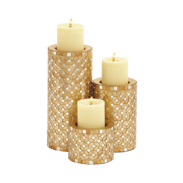 Gold Metal Mosaic Candle Holders, Set of 3 Kirklands Home