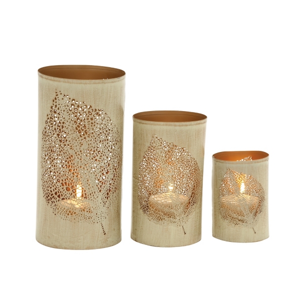 Gold Leaf Metal Candle Holders, Set of 3 | Kirklands Home