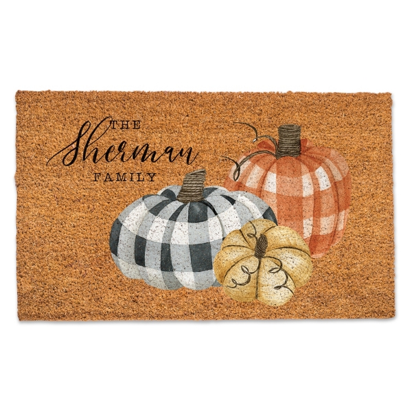 Personalized Buffalo Check Pumpkins Doormat Kirklands Home
