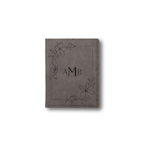 Gray Floral Personalized Passport Holder