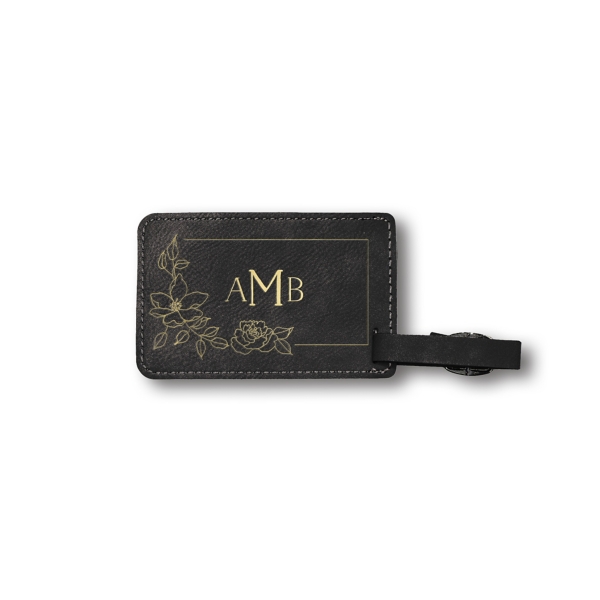 Personalized Black Floral Luggage Tags, Set of 2
