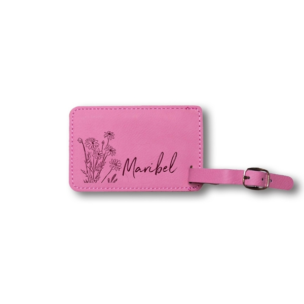 Personalized Pink Flowers Luggage Tags, Set of 2