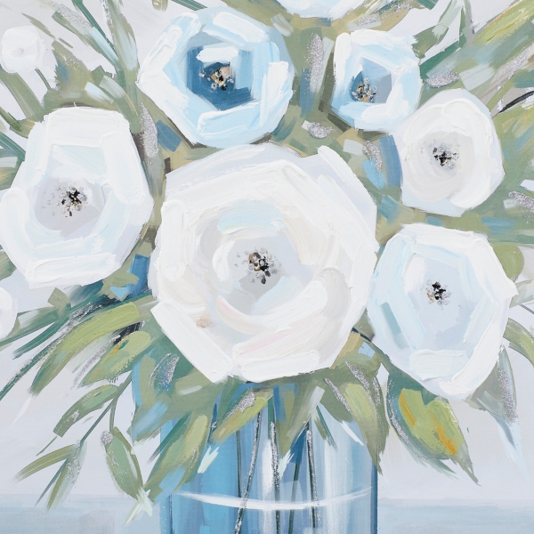 Soft Blue Bouquet Framed Canvas Art Print