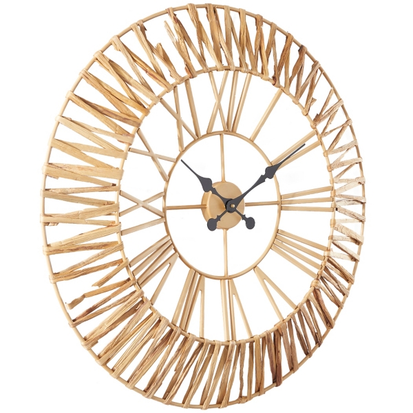 Gold Seagrass and Metal Wall Clock