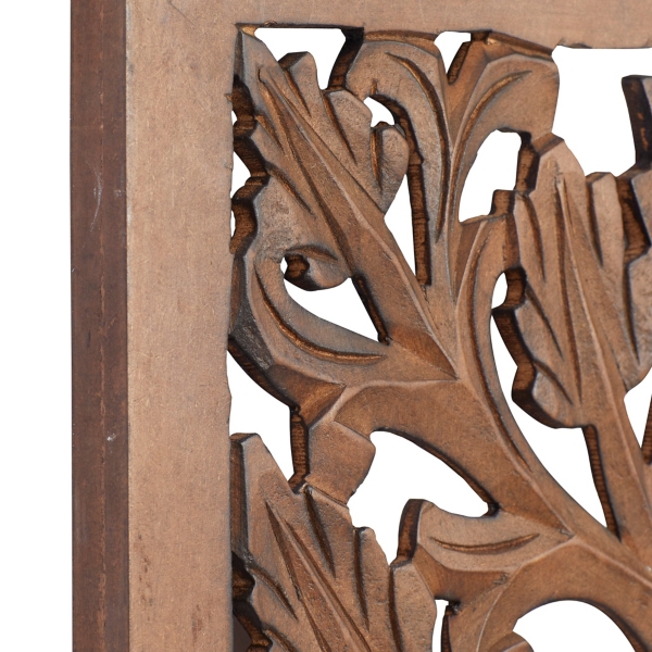 Brown Botanical Wood Panel Wall Plaque
