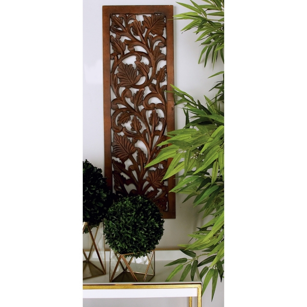 Brown Botanical Wood Panel Wall Plaque