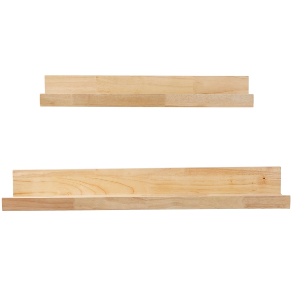 Natural Wood Floating Shelves, Set of 2
