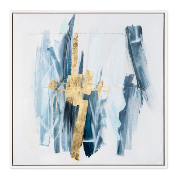 Blue and Gold Abstract Framed Art Print Kirklands Home